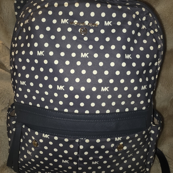 Michael Kors Navy and White Polka Dot Backpack - Picture 1 of 1